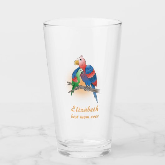 Twee papegaaien Gefeliciteerd moederdag Glas (Voorkant)