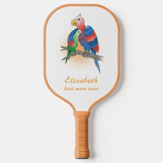 Twee papegaaien Gefeliciteerd moederdag Pickleball Paddle (Voorkant)