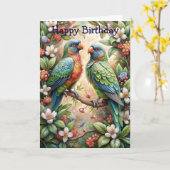 Twee papegaaien kaart (Gele Bloem)