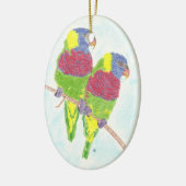 Twee papegaaien | Kerstsieraad voor vogels Keramisch Ornament (Links)