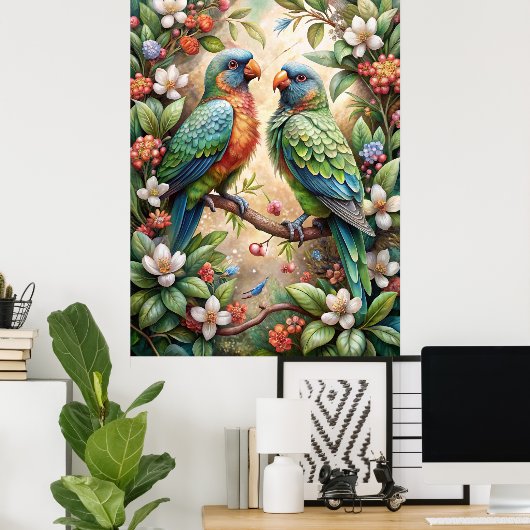 Twee papegaaien poster (Thuiskantoor)
