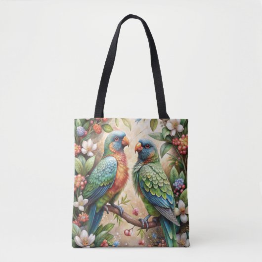Twee papegaaien tote bag (Voorkant)