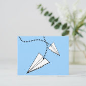 Twee papieren vliegtuigen briefkaart (Staand voorkant)