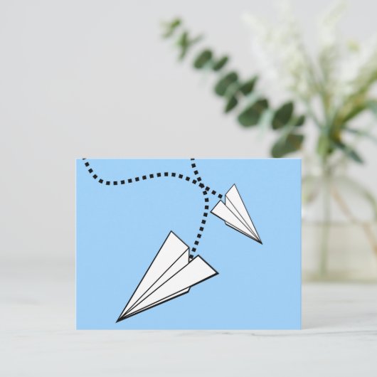 Twee papieren vliegtuigen briefkaart (Staand voorkant)