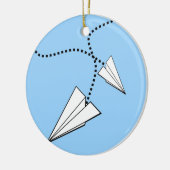 Twee papieren vliegtuigen keramisch ornament (Links)