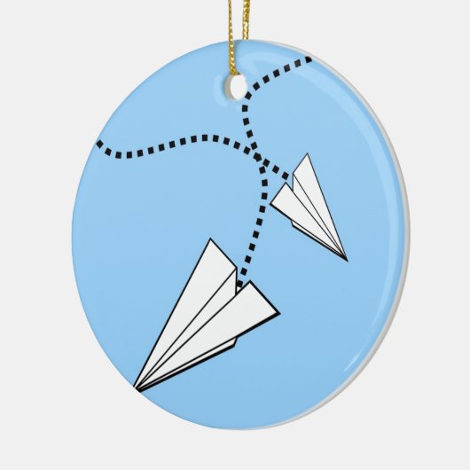 Twee papieren vliegtuigen keramisch ornament (Links)