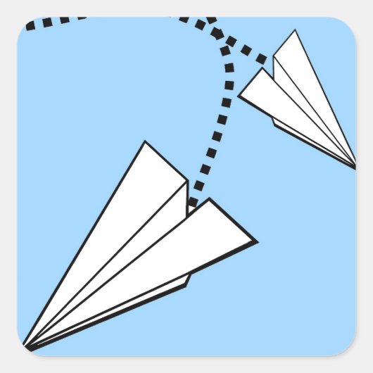 Twee papieren vliegtuigen vierkante sticker (Voorkant)