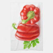 Twee paprika's theedoek (Verticaal)