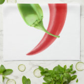 Twee paprika's theedoek (Gevouwen)