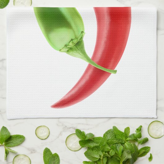 Twee paprika's theedoek (Gevouwen)