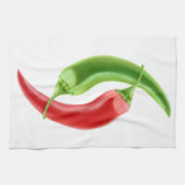 Twee paprika's theedoek (Horizontaal)