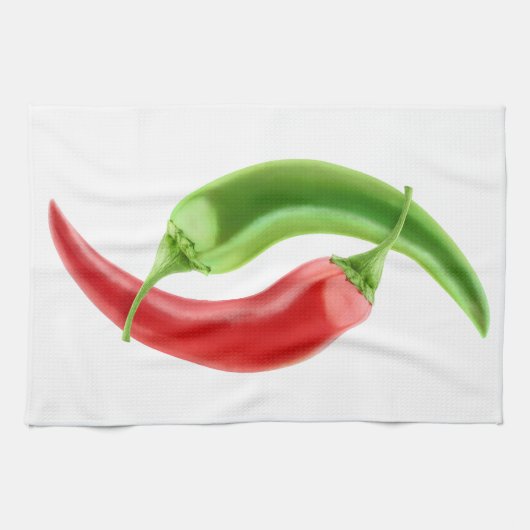 Twee paprika's theedoek (Horizontaal)