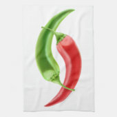 Twee paprika's theedoek (Verticaal)