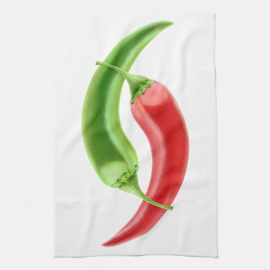 Twee paprika's theedoek (Verticaal)