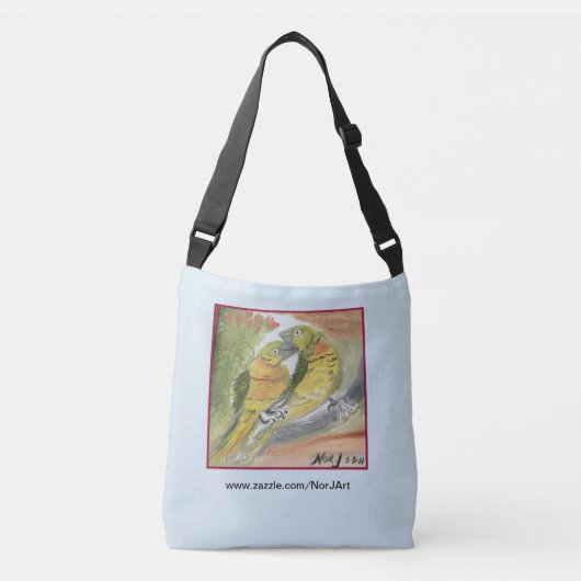 Twee Parakeets Design door Noch J op Canvas tas (Voorkant)