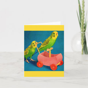 twee paraketten notitiekaartje