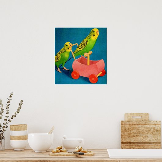 twee paraketten poster (Keuken)