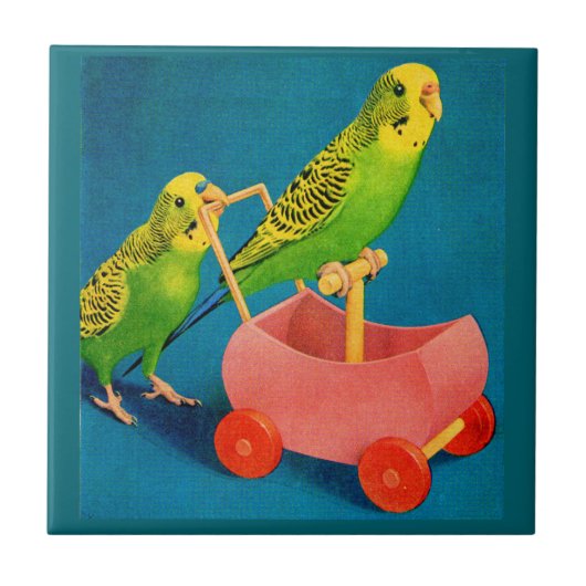 twee paraketten tegeltje (Voorkant)