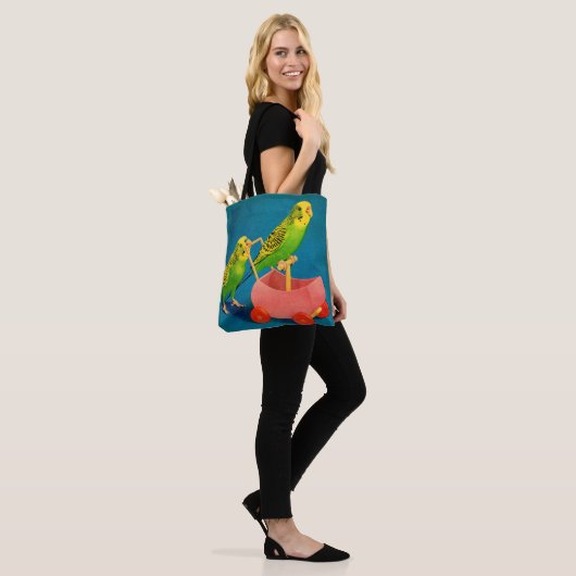 twee paraketten tote bag (Op model)