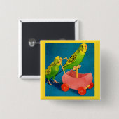 twee paraketten vierkante button 5,1 cm (Voorkant /achterkant)