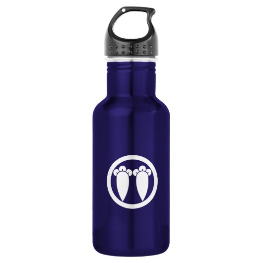 Twee parallelle krukken in een cirkel waterfles  (Voorkant)