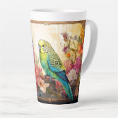 Twee parkieten en bloemen latte mok (Rechterhoek)