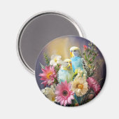 Twee parkieten en bloemen magneet (Voorkant / Achterkant)