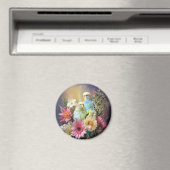 Twee parkieten en bloemen magneet (Insitu (Vaatwasser))