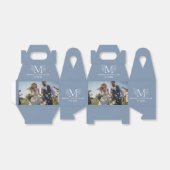 Twee Pas getrouwd foto's wit botanisch monogram Bedankdoosjes (Uitgevouwen)