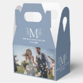 Twee Pas getrouwd foto's wit botanisch monogram Bedankdoosjes (Geopend)