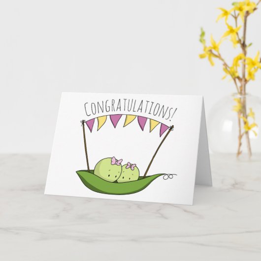 Twee pasgeboren kinderen met twee kinderen met twe kaart (Gele Bloem)