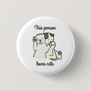 Twee pasgeboren Kittens Cartoon Trekkat Lover Ronde Button 3,2 Cm