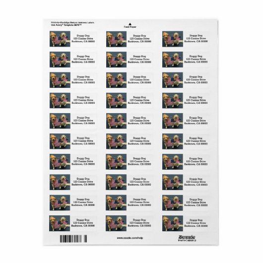 Twee patriottische Goldens Return Address Labels (Full Sheet)