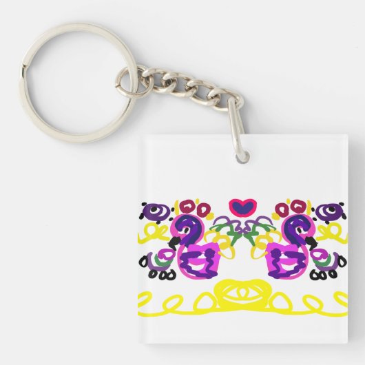 Twee pauwen lente sleutelhanger (voorkant)