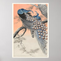 Twee pauwen op boomtak Japanse fijne kunst