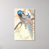 Twee pauwen op boomtak  Japanse kunst Canvas Afdruk (Voorkant)