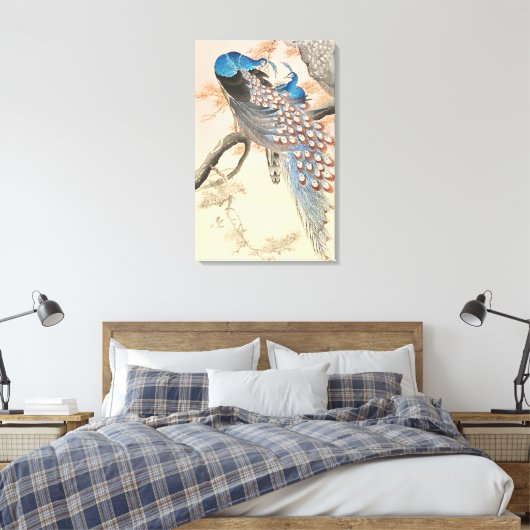 Twee pauwen op boomtak  Japanse kunst Canvas Afdruk (Insitu (Slaapkamer))