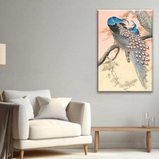Twee pauwen op boomtak  Japanse kunst Canvas Afdruk