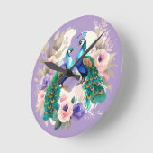 Twee pauwen Paarse Ronde Klok (Hoek)