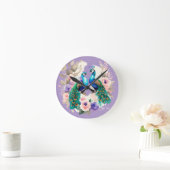 Twee pauwen Paarse Ronde Klok (Huis)