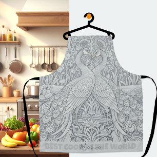 Twee pauwen Winter Love Art Schort, Chefs Keuken Schort