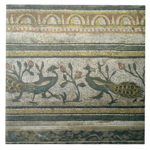 Twee pauzes, decoratief grensdetail van een mosa tegeltje