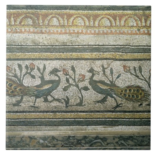 Twee pauzes, decoratief grensdetail van een mosa tegeltje (Voorkant)