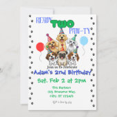 Twee Paw-ty verjaardagsuitnodiging Kaart (Voorkant)