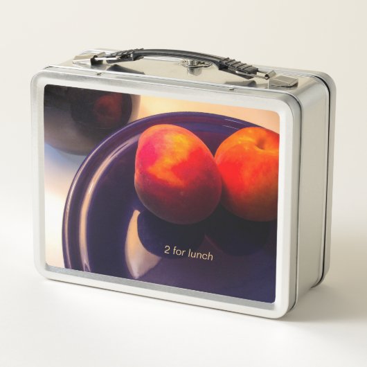 Twee Peaches Stilleven Metalen Lunchbox (Achterkant)