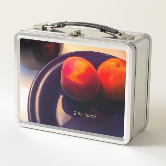 Twee Peaches Stilleven Metalen Lunchbox (Voorkant)
