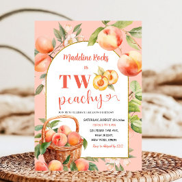 Twee Peachy Summer Girl Peach Thema Tweede Verjaar Kaart