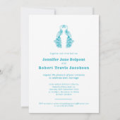 Twee peafowl vogel blauwgroen witte huwelijksuitno kaart (Achterkant)