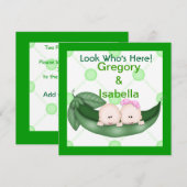 TWEE PEAS IN EEN POD BABY-AANKONDIGINGEN AANKONDIGING (Voorkant / Achterkant)