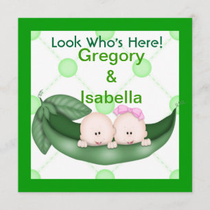 TWEE PEAS IN EEN POD BABY-AANKONDIGINGEN AANKONDIGING